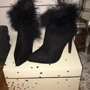 Booties with feather trim